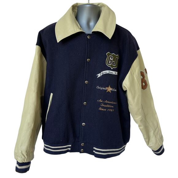 Vintage Guess USA Letterman Jacket 1981 Leather Wool Varsity Coat Men's Large - Picture 1 of 11
